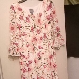 Rabbit Rabbit Rabbit Floral Long Sleeve Dress - Pink and White